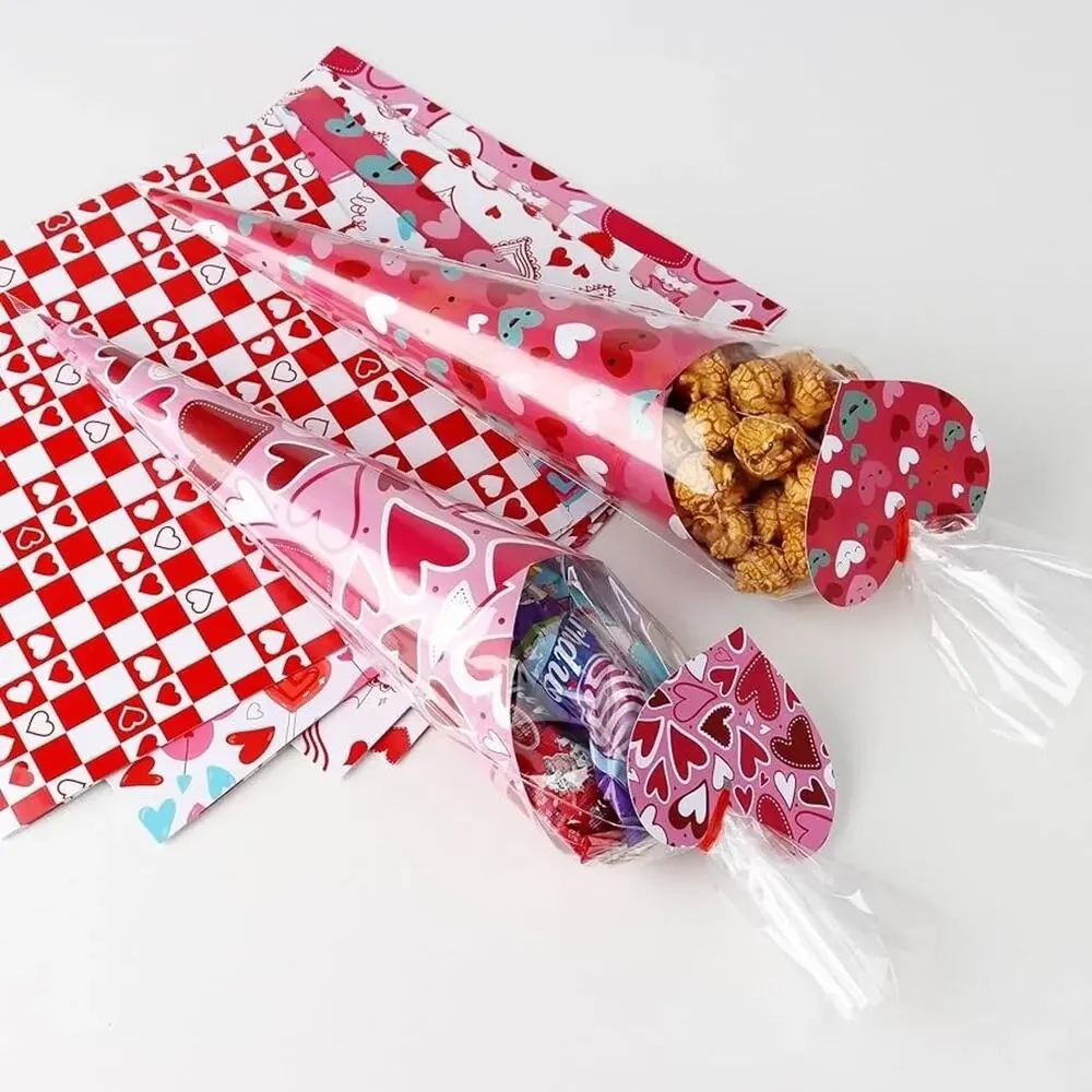 Valentine’s Day DIY Craft Gift Kit for Kids – 60 Pack Cone-Shaped Treat Red